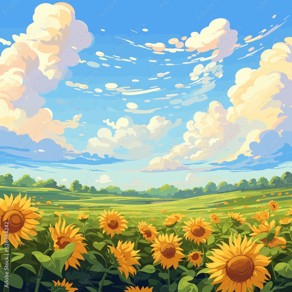landscape with sunflowers