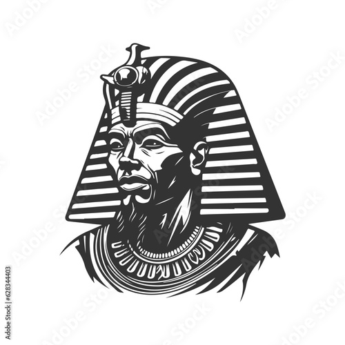 ancient egypt god, vintage logo line art concept black and white color, hand drawn illustration