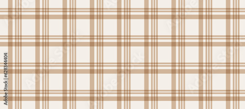Gingham seamless pattern. Beige vichy background texture. Checkered tweed plaid repeating wallpaper. Natural nude tartan fabric and textile swatch design. Vector 