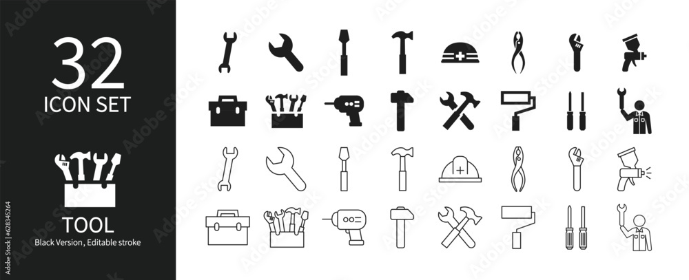 Icon set related to tools and maintenance