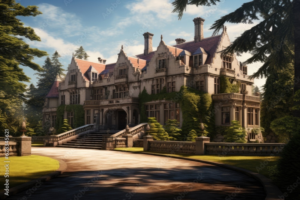 A mansion situated in Vancouver, Canada, basking in the warm sunshine during the day.