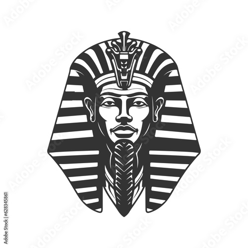 ancient egypt god, vintage logo line art concept black and white color, hand drawn illustration