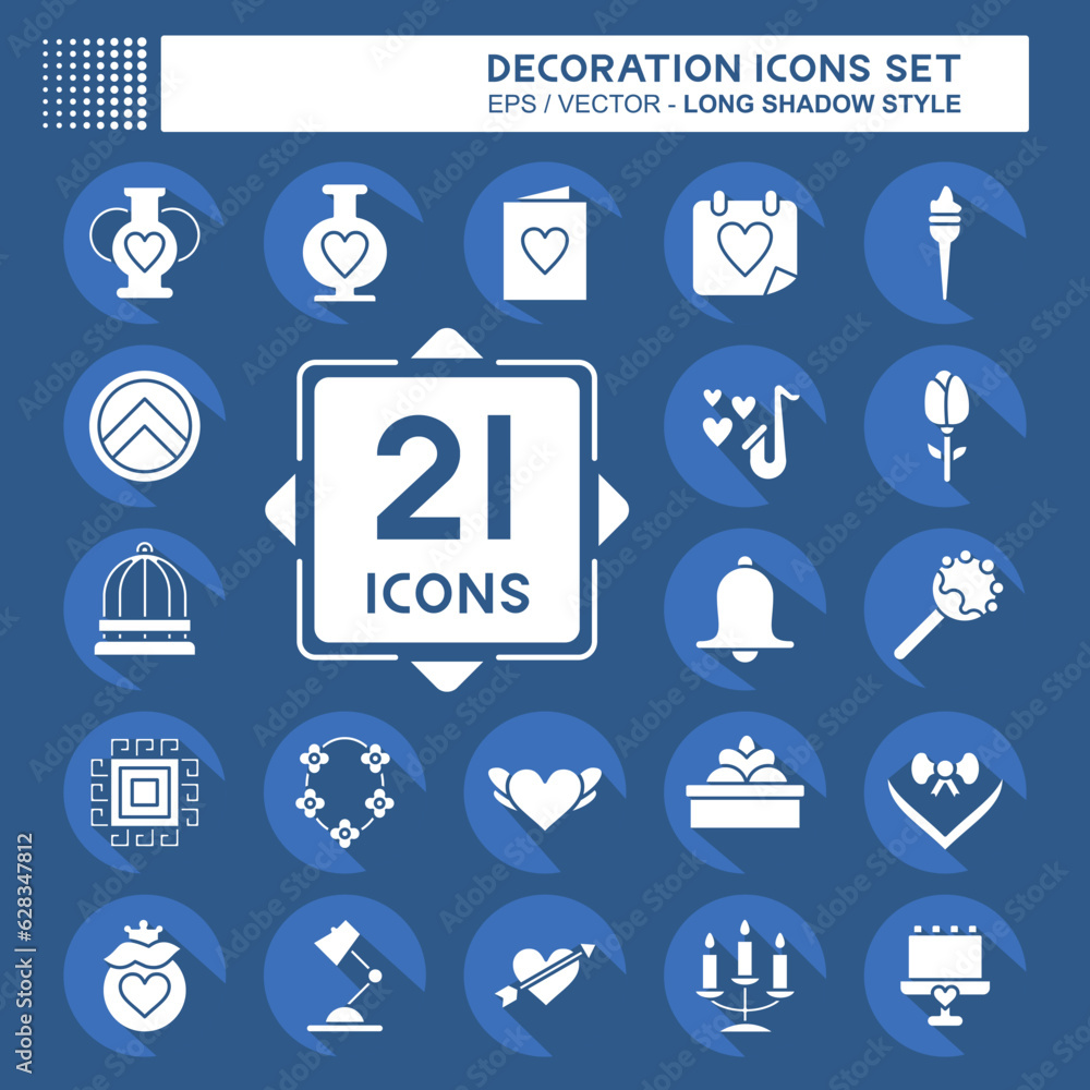 Icon Set Decoration. related to Education symbol. long shadow style. simple design editable. simple illustration