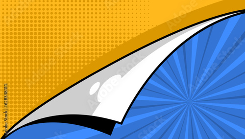 paper with curved corners in cartoon comic style background vector