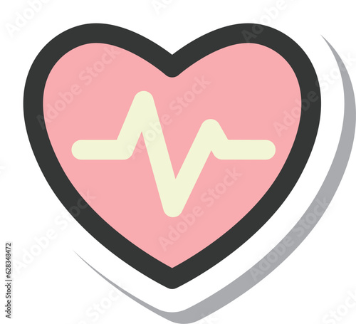 ステッカー風医療関連の単品アイコン　心音