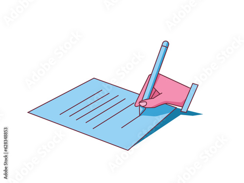 Hands of businessman are signing the contract illustration