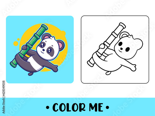 Vector coloring book for children a cute Panda. Vector coloring template for education kids