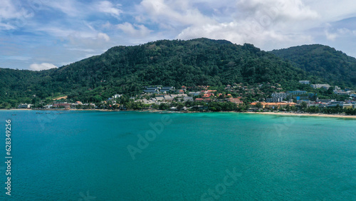 Aerial view of sea front hotels and apartments and in Patong beach, Phuket island, Thailand. © Roman