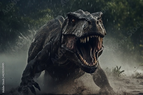 The Tyrannosaurus, King of Dinosaurs, roaring in its primeval glory.