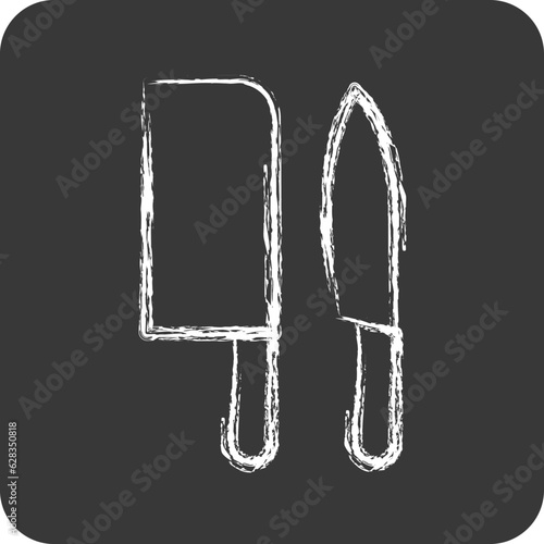 Icon Knives. related to Eid Al Adha symbol. Chalk Style. simple design editable. simple illustration