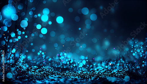 Blue bokeh glitter wallpaper background design, Ai generated image