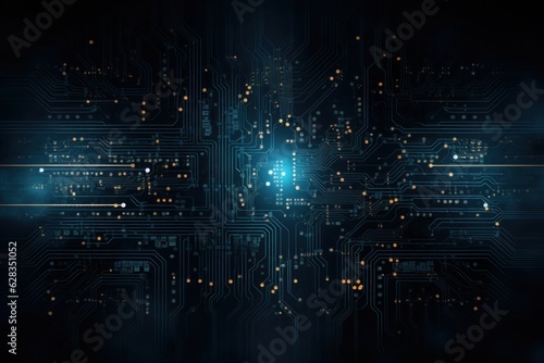 Abstract illustration of a blue technology circuit board, glowing against a dark background, symbolic of innovation and connectivity. © Kishore Newton