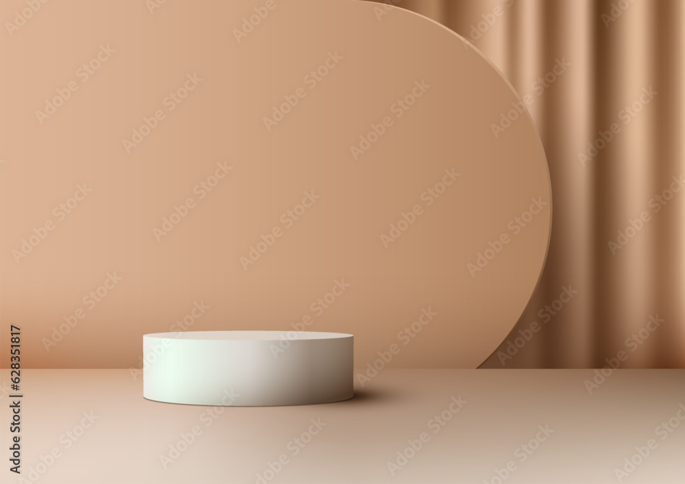 3D Realistic White Podium with Beige Backdrop 3D Realistic White Podium with Beige Backdrop