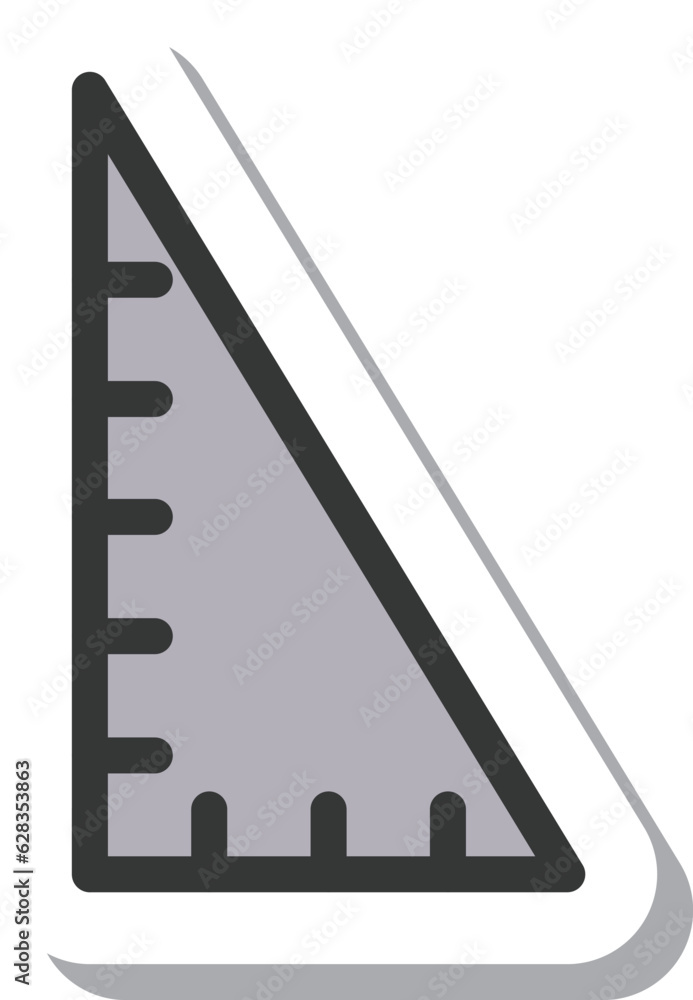 ステッカー風文房具の単品アイコン　三角定規