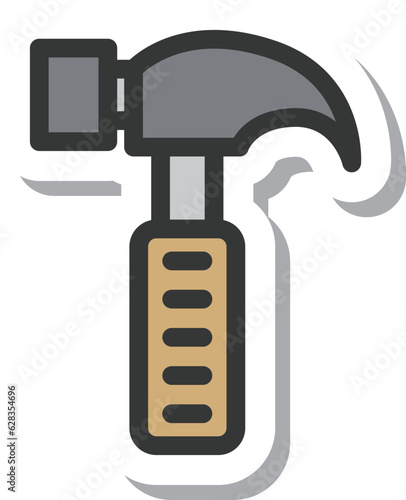 ステッカー風工具類の単品アイコン　金槌