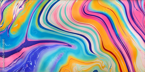 Abstract rainbow paint background with marble pattern, water color, bubble gum (generative ai)