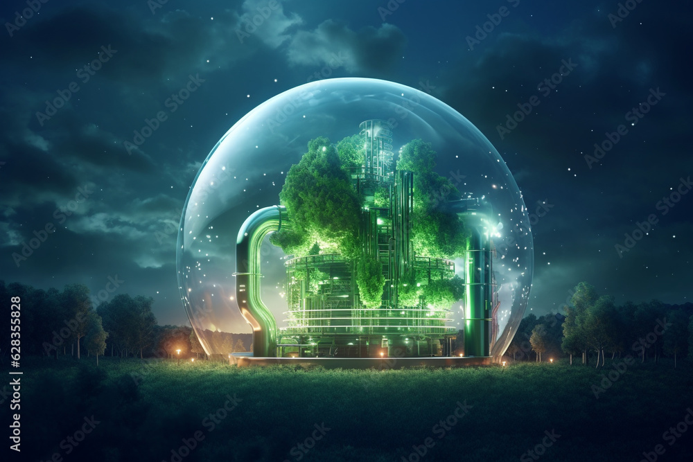 Target Environment Clean hydrogen energy concept. Environment, eco friendly industry and ...