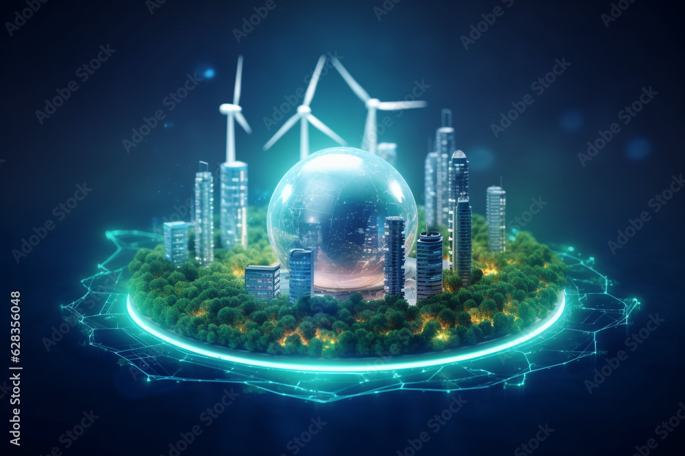 Clean hydrogen energy concept. Environment, eco friendly industry and