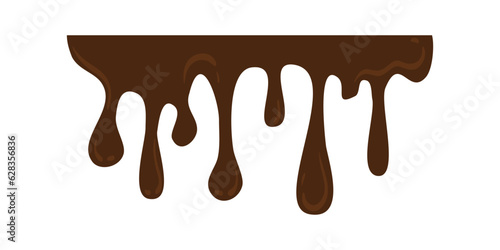 Hand Drawn Melting Choco Illustration. Chocolate drops and blots. Isolated seamless repeatable melted brown and white chocolate flow down