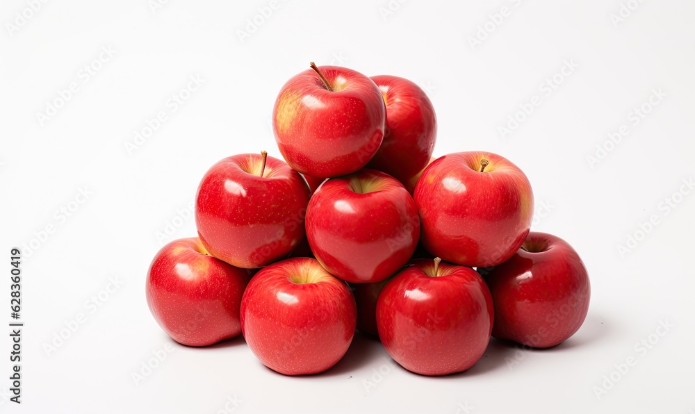 Fresh and organic red apple. Organic fruit on white background isolated. Closeup of freshness and vibrancy Fresh and organic red apple. Organic fruit on white background isolated. Closeup of freshness and vibrancy