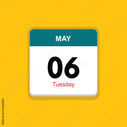 tuesday 06 may icon with yellow background, calender icon