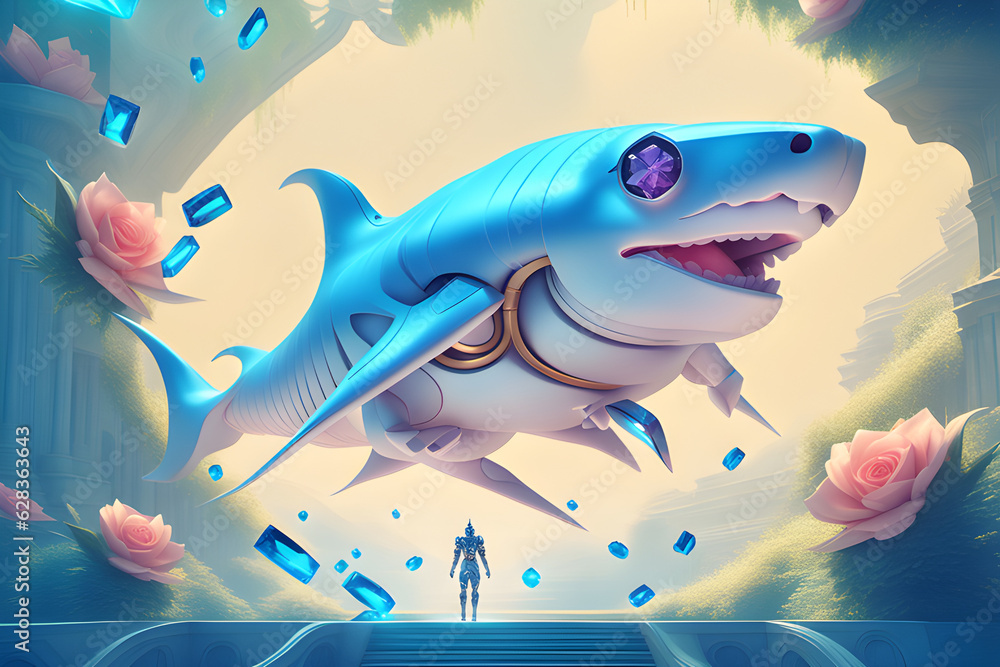 Fototapeta premium shark robot generative ai.
