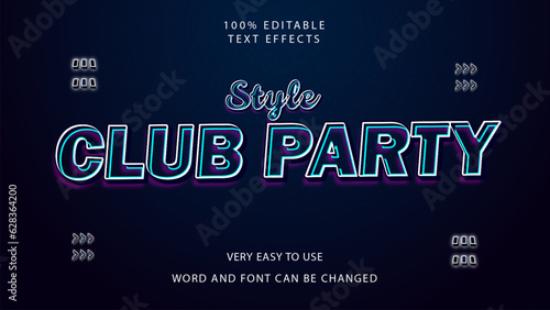 Premium Club Party Editable Text Effect 3d style