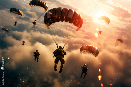 Canvas Print Paratroopers in the sky