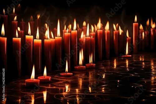 burning candles in churchgenerative by AI technology