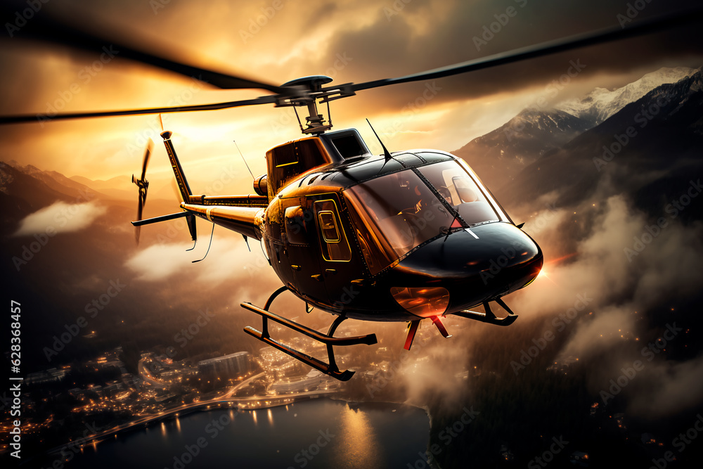 A rotorcraft in the sky. Military helicopter. AI Generated A rotorcraft in the sky. Military helicopter. AI Generated