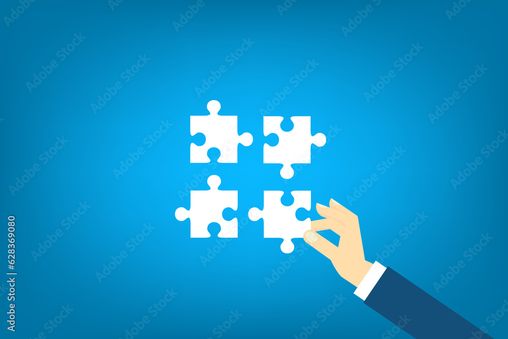 Teamwork and development concept . Putting missing puzzle together. Teamwork and development concept . Putting missing puzzle together.