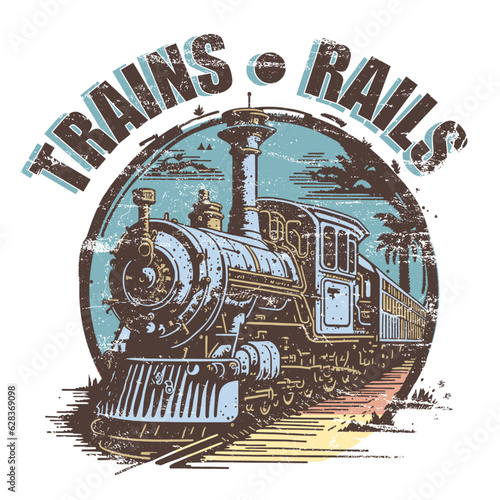 Vintage Train Vector Digital Print Design. his vintage train vector digital print design is perfect for any train lover. The train is rendered in high detail.
