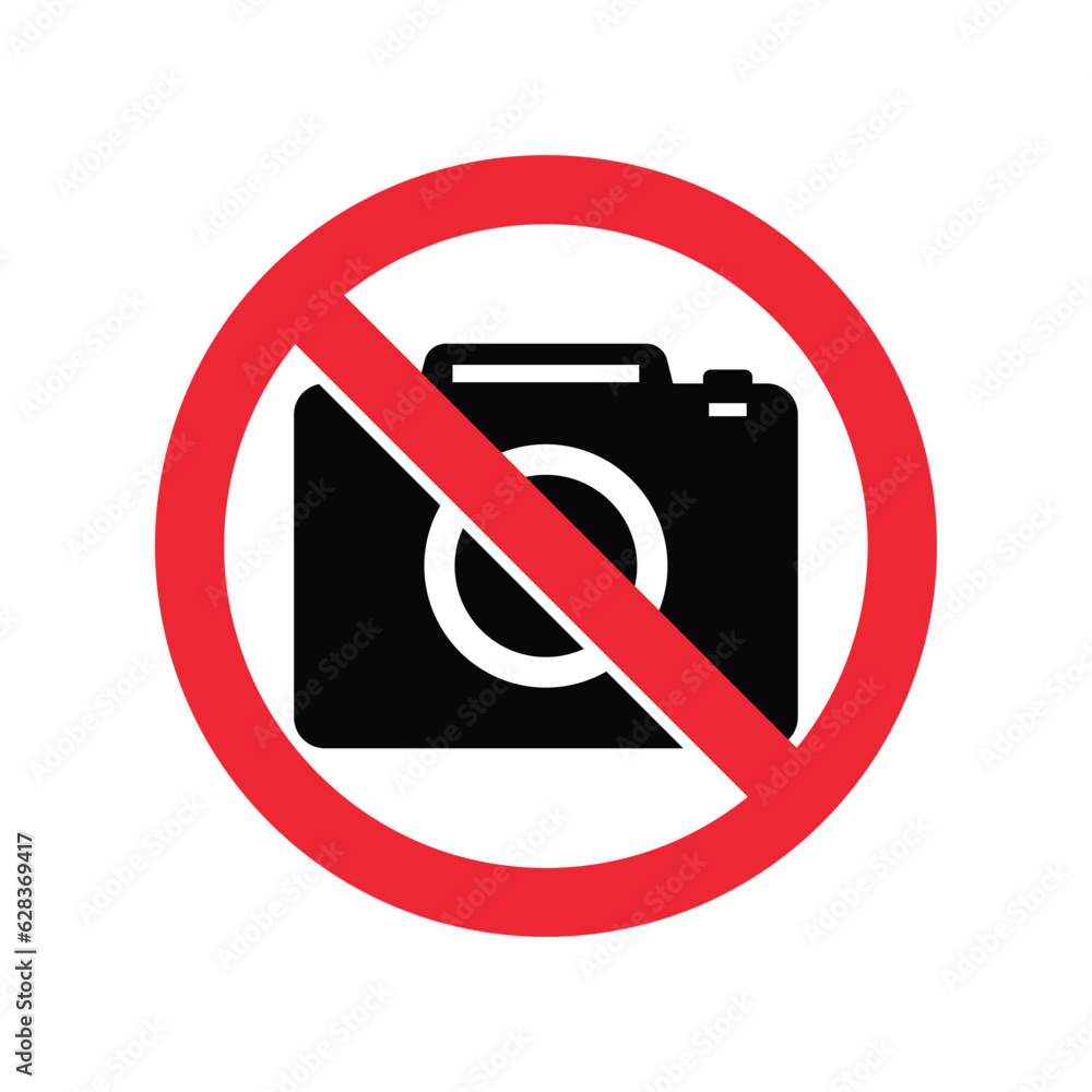 No Photography Sign, Do Not Capture Photo, Red Signal For Photographer, Restricted Area, No Camera Icon, No Video Recording, Vector Illustration No Photography Sign, Do Not Capture Photo, Red Signal For Photographer, Restricted Area, No Camera Icon, No Video Recording, Vector Illustration