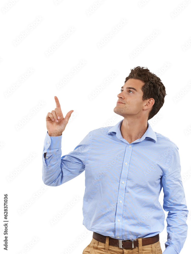 Presenting, pointing up and business man for advertising on isolated, png and transparent background. Promotion, professional and male person with hand gesture for deal, information and choice Presenting, pointing up and business man for advertising on isolated, png and transparent background. Promotion, professional and male person with hand gesture for deal, information and choice