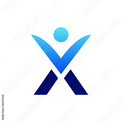 letter x logo design with people
