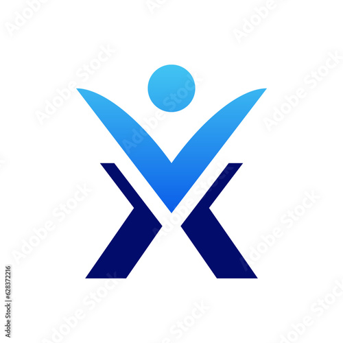 letter x logo design with people