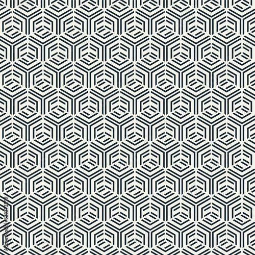 Vector seamless patter. Repeating Linear hexagon geometric background 