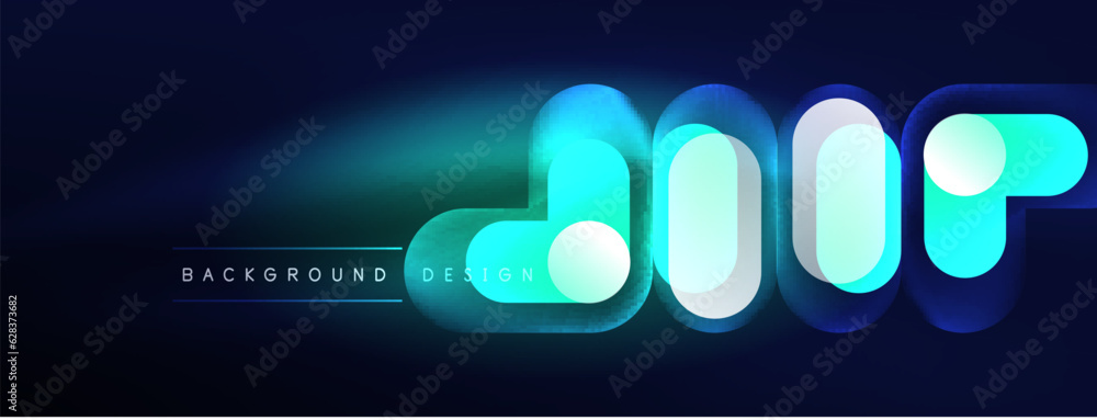Fototapeta premium Glowing round shapes abstract background. Template for wallpaper, banner, presentation, background