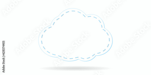 A cloud stitched with blue threads. Suitable for use as a design element. Vector illustration.