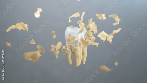 Tableau sur toile Plaque flying cover the clean tooth.