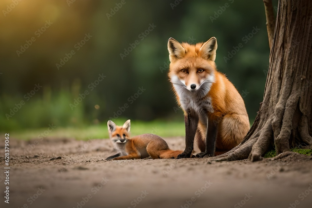 red fox in the woods generated Ai