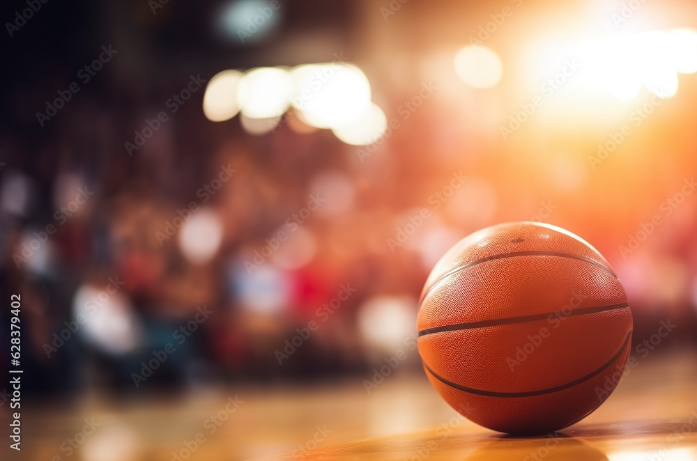 Pelota de baloncesto en el suelo. El partido está a punto de empezar. Pelota de baloncesto en el suelo. El partido está a punto de empezar.