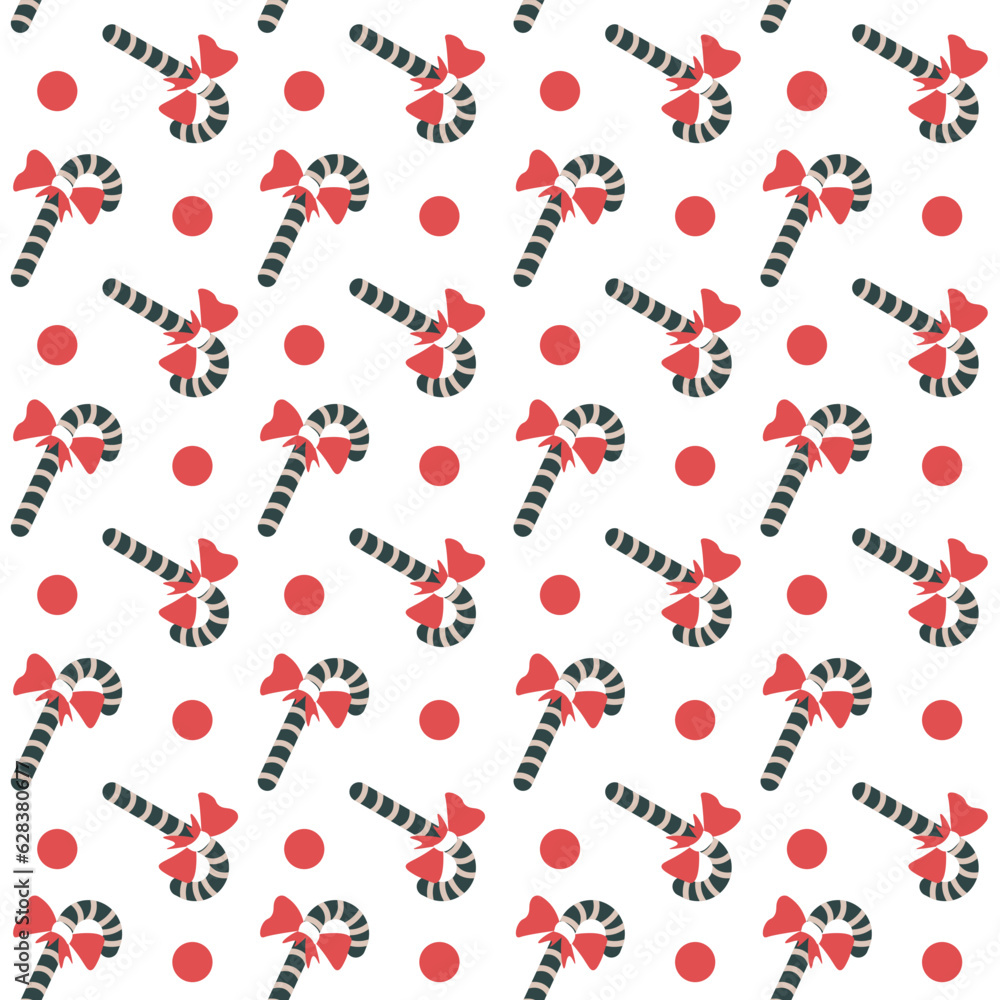Xmas candy sticks with ribbon bows seamless vector Xmas candy sticks with ribbon bows seamless vector