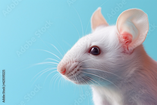 Cute white mouse on pastel colored background