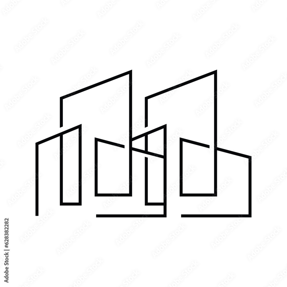 Skyline Logo, Simple Modern Design of Skyscrapers, Vector Cityscape Buildings, Icon Silhouette Illustration Skyline Logo, Simple Modern Design of Skyscrapers, Vector Cityscape Buildings, Icon Silhouette Illustration
