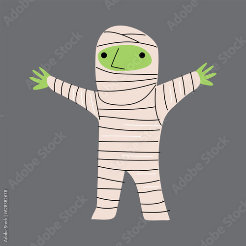 Mummy . Halloween cartoon characters . Vector .