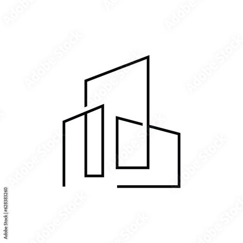 Skyline Logo, Simple Modern Design of Skyscrapers, Vector Cityscape Buildings, Icon Silhouette Illustration