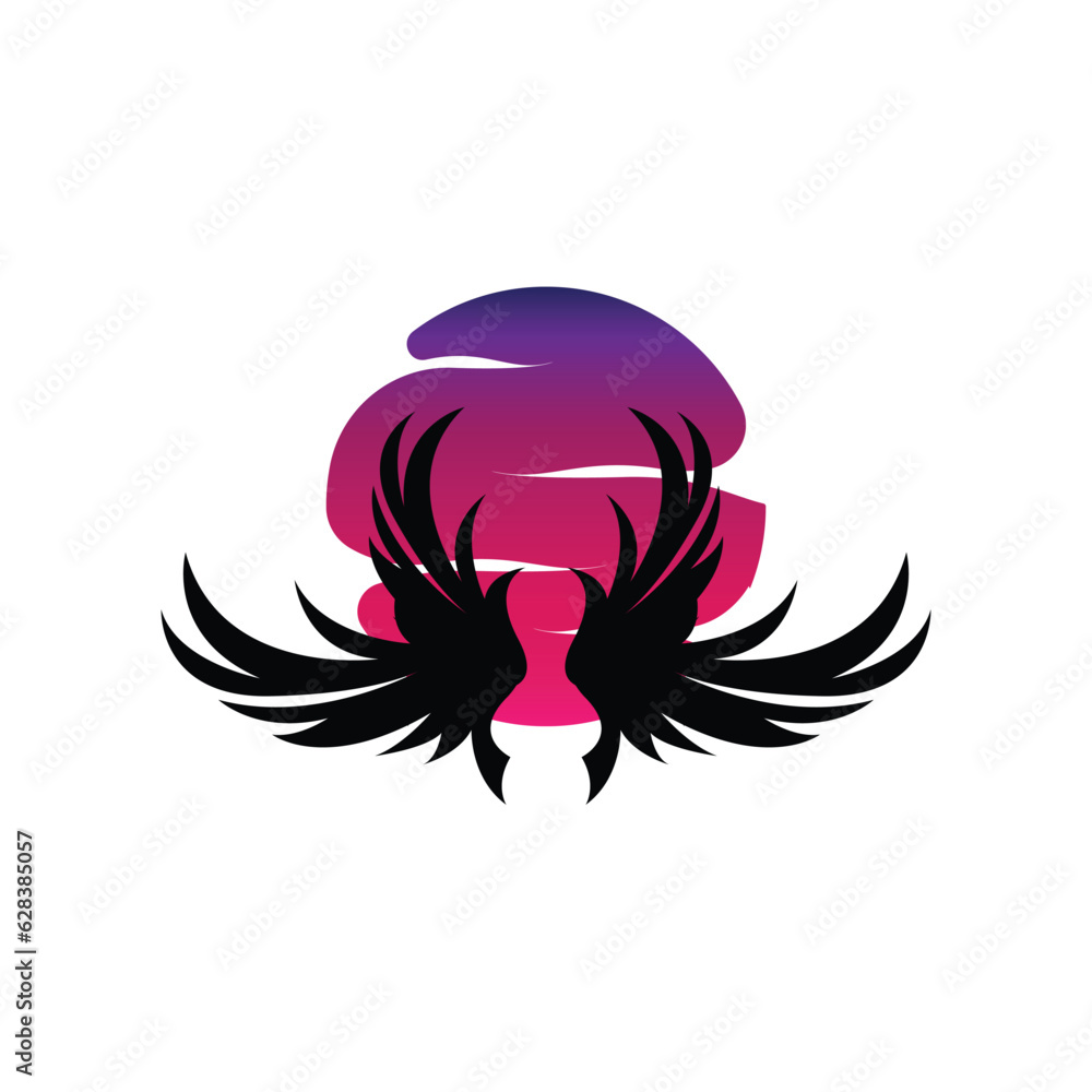 Fototapeta premium Wing Logo Design, Vector Eagle Falcon Wings, Beauty Flying Bird, Illustration Symbol