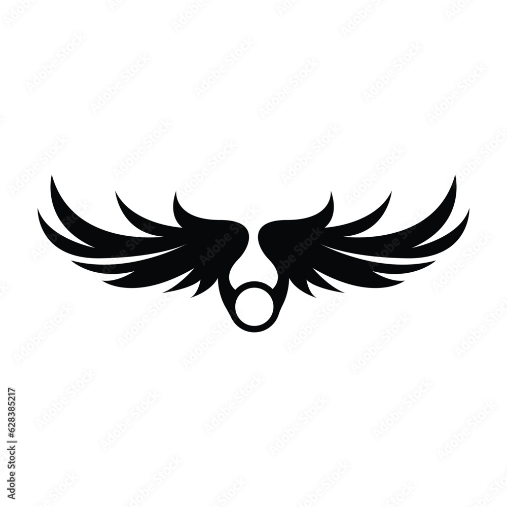 Obraz premium Wing Logo Design, Vector Eagle Falcon Wings, Beauty Flying Bird, Illustration Symbol