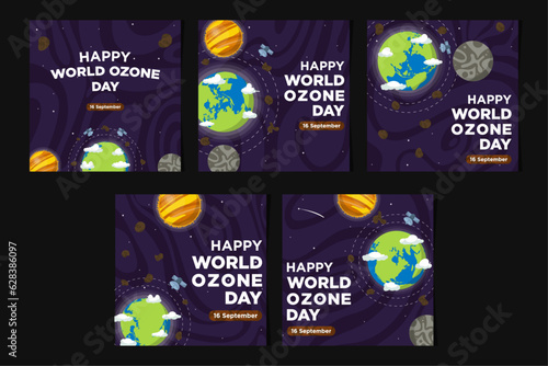 Social Media Feeds Template Fresh Concept Vector World Ozone Day With Plant Illustration